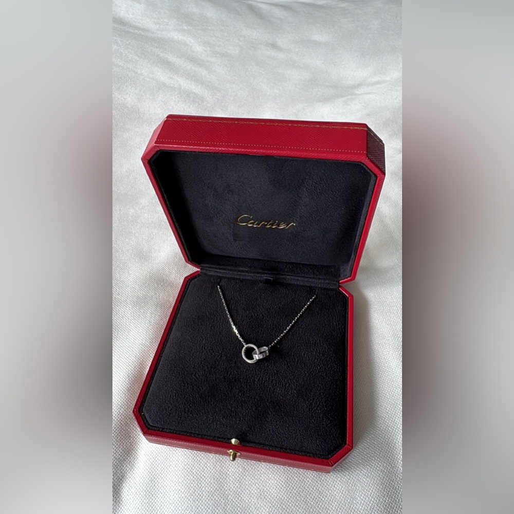 Cartier Love Pendant Necklace Half-Paved White Diamonds White Gold